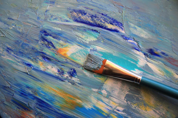 istock Closeup background of brush and palette. 912180864