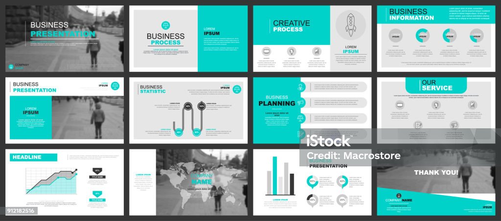 Business presentation slides templates from infographic Business presentation slides templates from infographic elements. Can be used for presentation, flyer and leaflet, brochure, corporate report, marketing, advertising, annual report, banner, booklet. Template stock vector