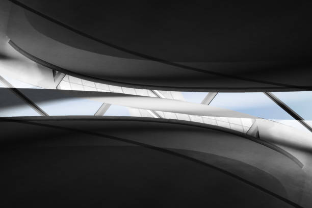 istock Digitally rendered image of curvilinear architectural fragment with backlight and shadows 912186952