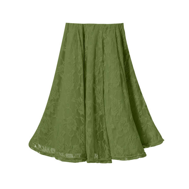 istock Khaki elegant lace skirt isolated on white background 912212312