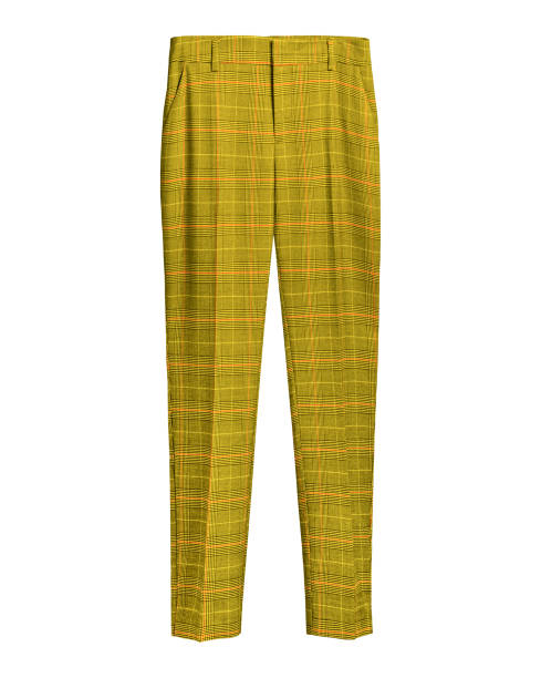istock Yellow elegant checked retro trousers isolated white 912212438
