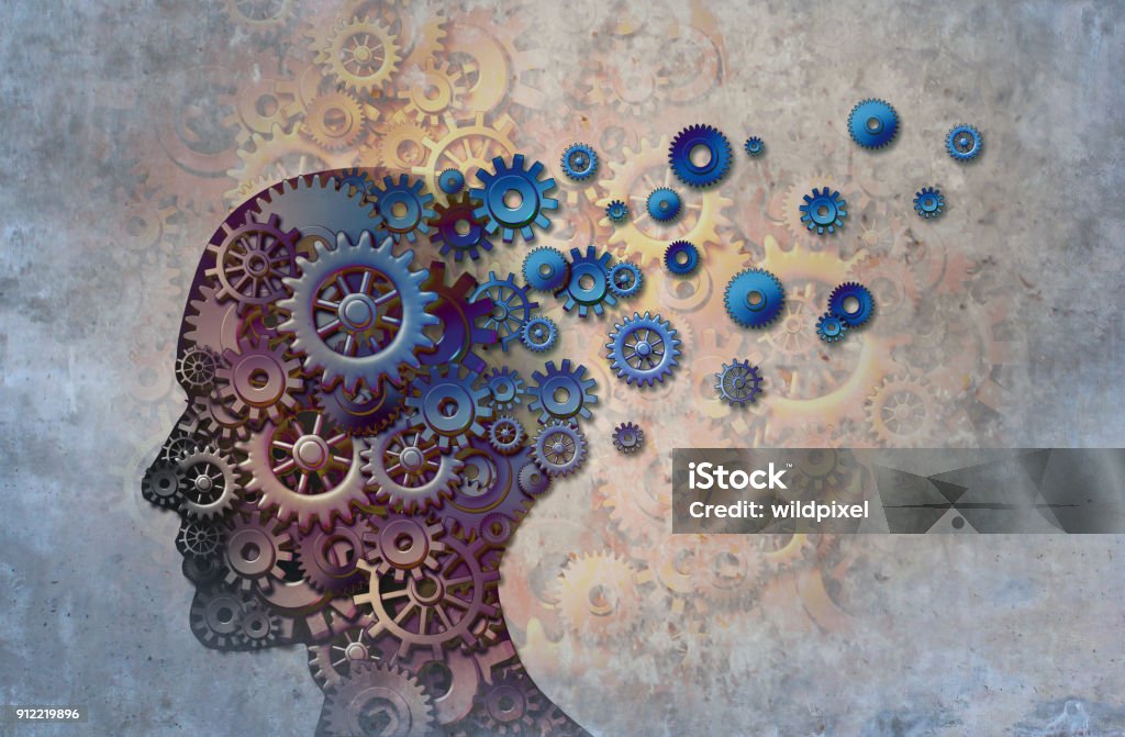 Alzheimer's Alzheimer’s memory loss due to Dementia and brain disease with the abstract medical icon of a human head and neurology research as a 3D illustration. Mental Health Stock Photo