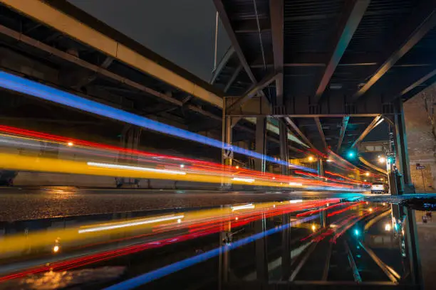 Photo of Underpass light trails