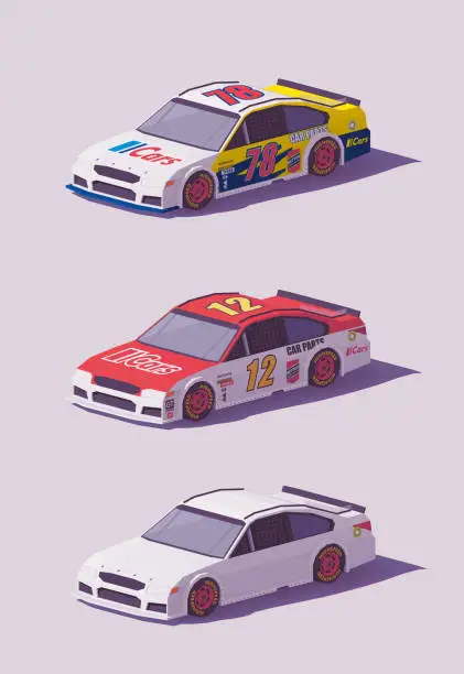 Vector illustration of Vector low poly racing cars