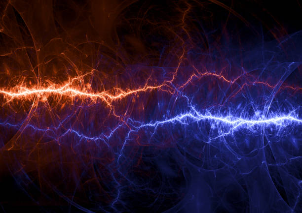 istock Fire and ice lightning bolt, plasma and energy background 912233978