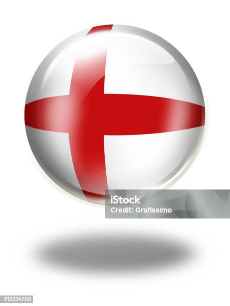 England Button With English Flag Isolated On White Stock Illustration - Download Image Now - Badge, Campaign Button, Circle