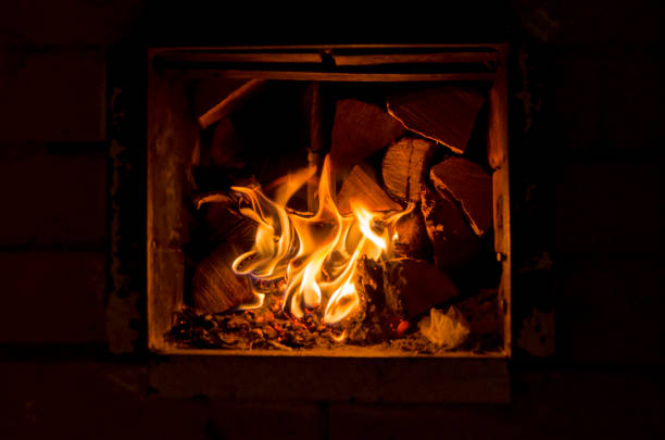 istock Burning wood in a furnace 912236240