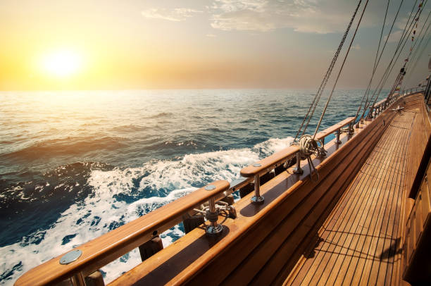 Sailboat in red sea