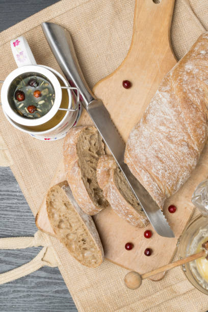 istock Ciabatta bread with a side of fresh cherry 912239768