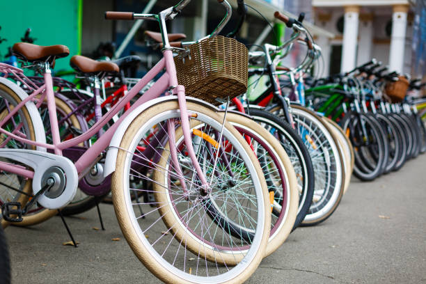 istock Group of bicycles in the row for rent 912244520