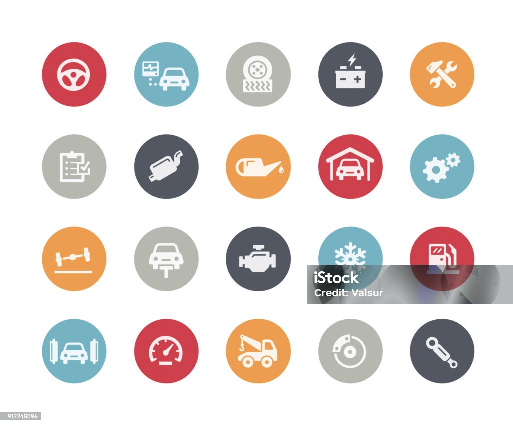 Car Service Icons // Classics Vector icons over matte colors for your web or print projects. Icon Symbol stock vector