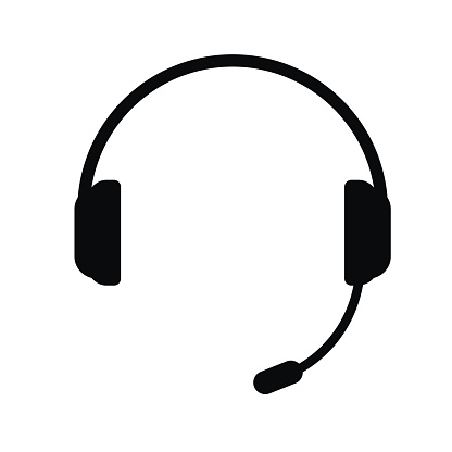 Headphones with a microphone. Icon on white background. Vector illustration.