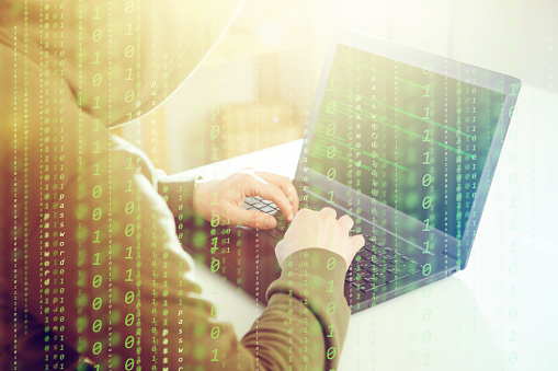 Hackers Programmer Look On Screen And Writes The Program Code Hack ...