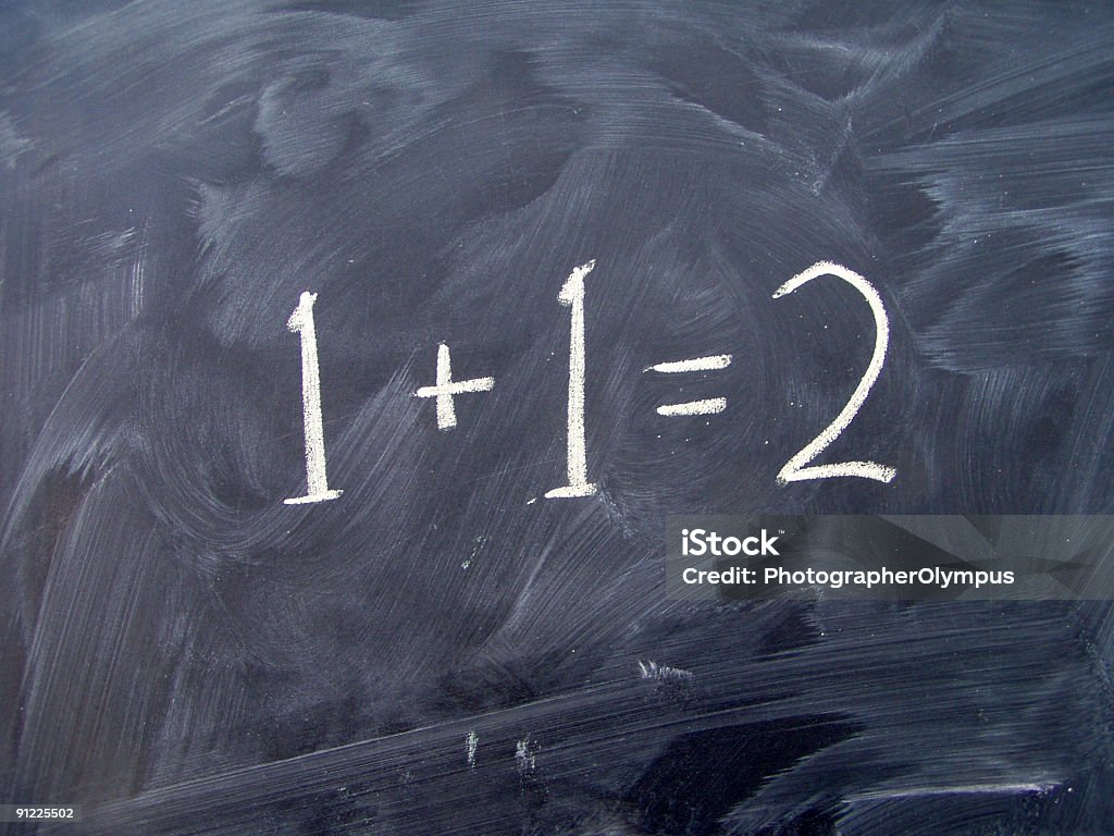 Basic maths on blackboard  Number 1 Stock Photo