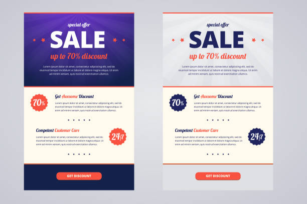 Newsletter design template for sale Newsletter design template for sale, two color variants with discount offer. Vector illustration in EPS10 newsletter template stock illustrations