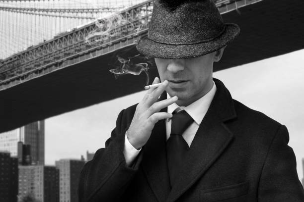 vintage mafia gangster fashion mafia gentleman walking in New York gangster photos stock pictures, royalty-free photos & images
