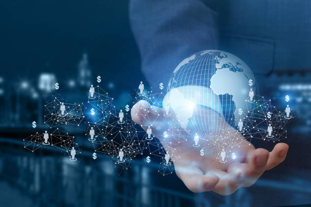 istock Global business network in hand . 912259720