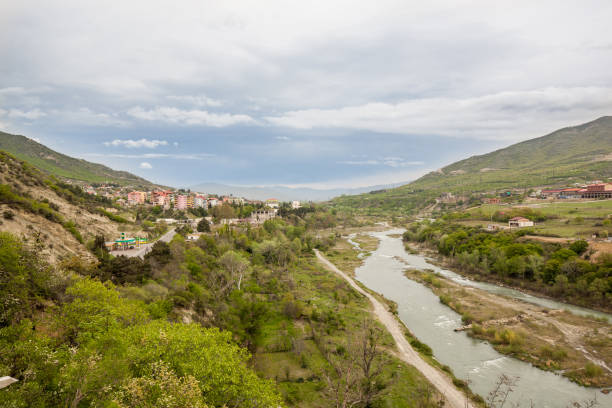 istock River in mountains against blue sky. Georgia. 912270322