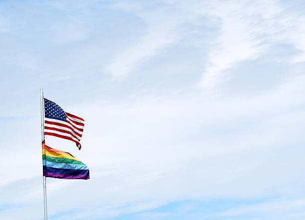 Arco-íris, orgulho gay, bandeira nacional Americana - fotografia de stock