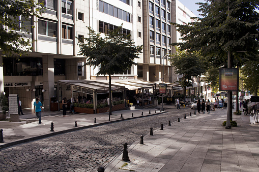 View of a main street called Abdi Ipekci Avenue in Nisantasi / Istanbul that is a popular shopping and residential district.