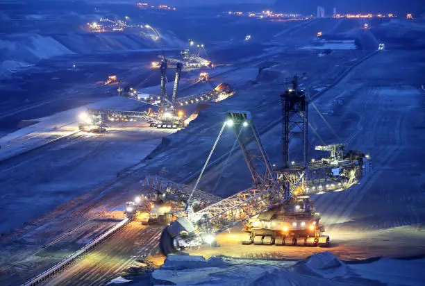 Large bucket wheel excavator in a lignite (brown-coal) mine, Germany