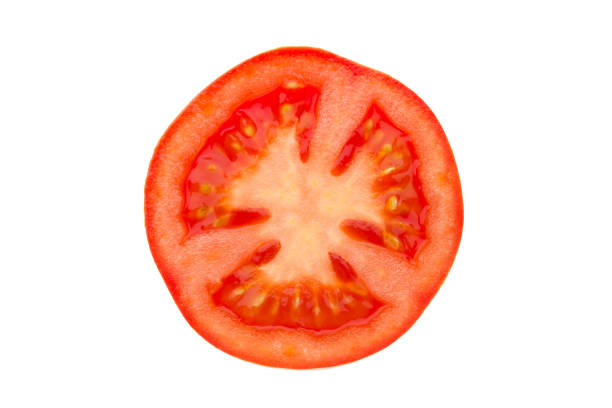 istock Slice of tomato isolated on white background. 912287716