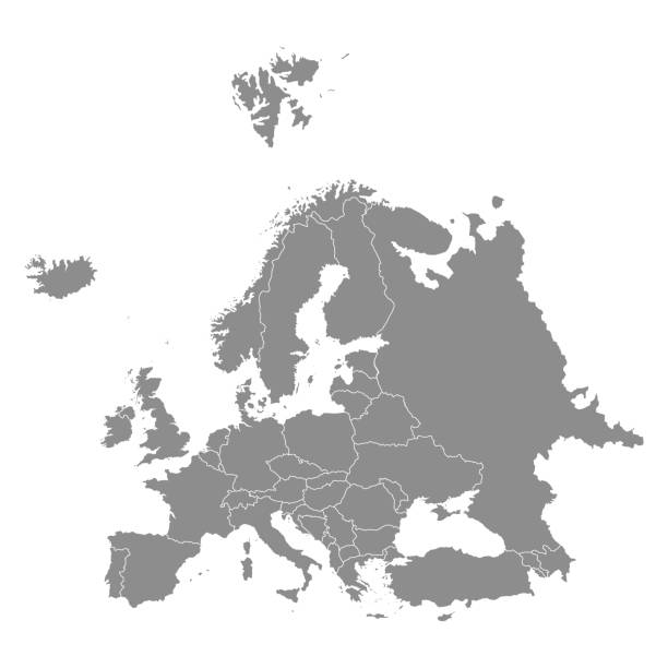 stockillustraties, clipart, cartoons en iconen met grondgebied van europa met contour. vectorillustratie - europe