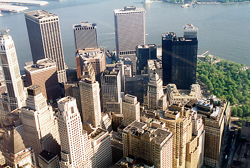 skyscraper in the heart of the city of New York