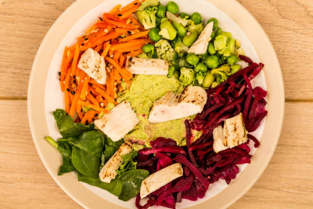 istock Asian Style Chargrilled Chicken Salad With Edamame Beans Red Cabbage and Spinach 912291532