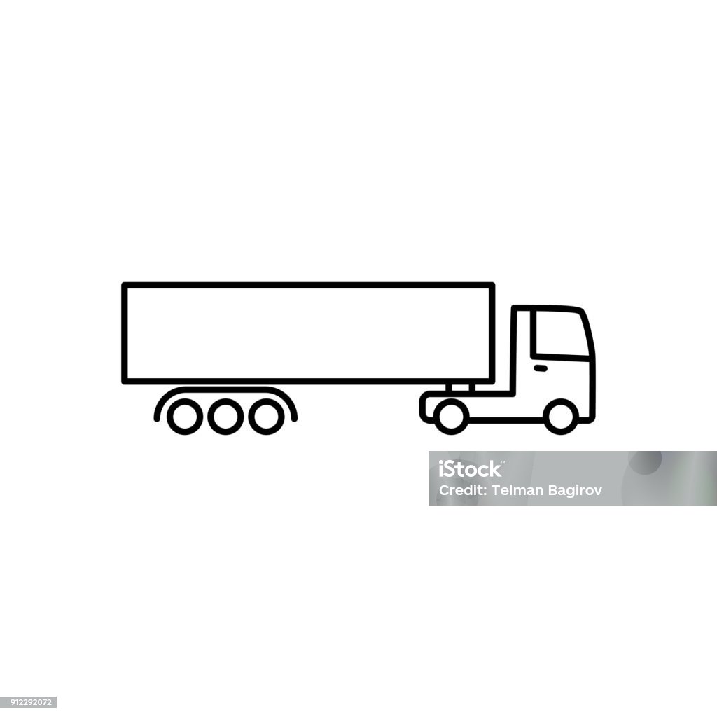 thin line long truck icon on white thin line long truck icon on white background Icon Symbol stock vector