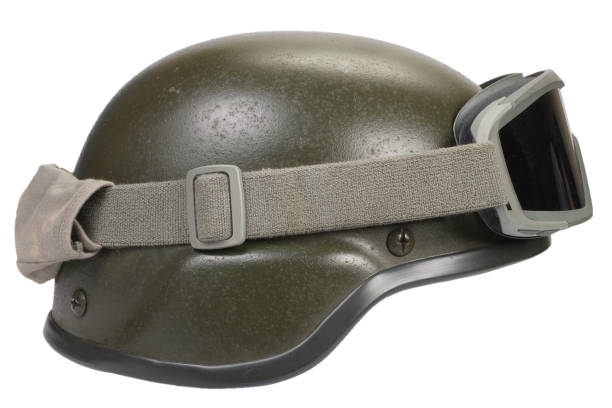 istock kevlar helmet with camouflage cover and protective goggles 912294998