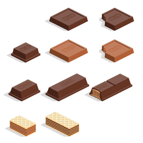 çikolata parçaları - çikolatalı bar illüstrasyonlar stock illustrations