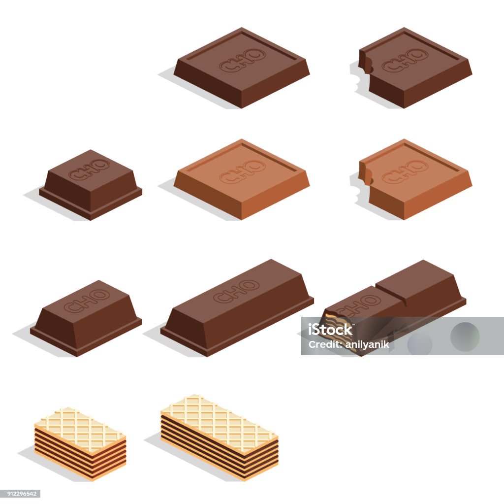 pieces of chocolate isometric chocolates and wafer cookies Chocolate stock vector