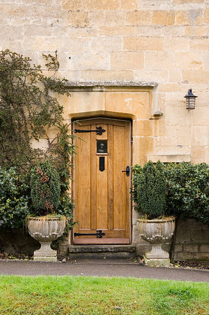 istock Door in Cotswold stone house 91229889