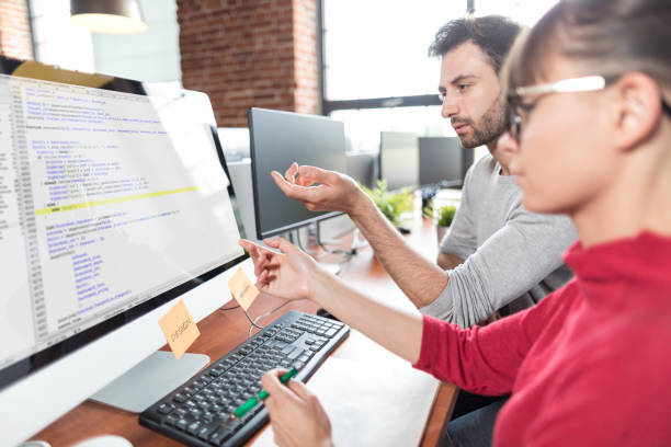 Website design. Developing programming and coding technologies. stock photo