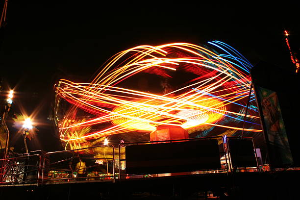 istock Fairground or Amusement Park Ride at Night 91230303