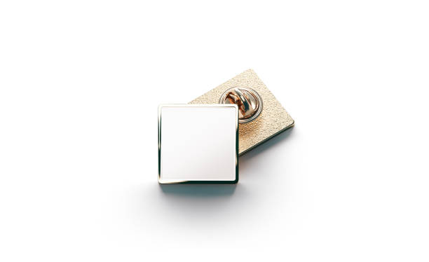 blank white gold lapel badge mock ups stack - lapel brooch badge suit imagens e fotografias de stock