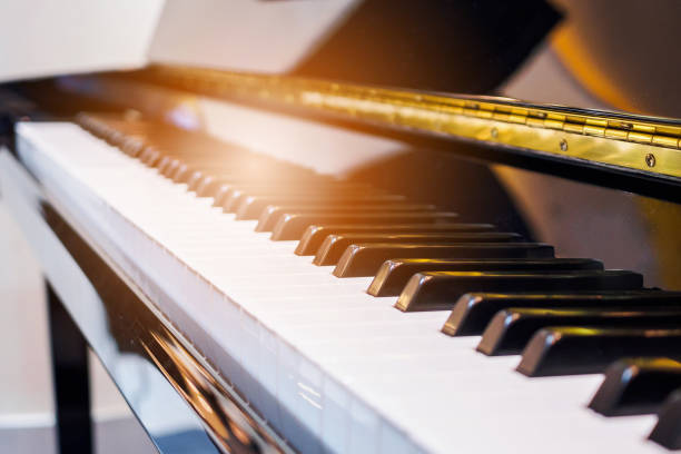 istock Close up musician hand playing piano 912333588