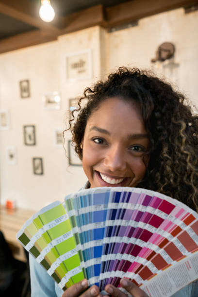 istock Interior designer holding a color palette 912338062