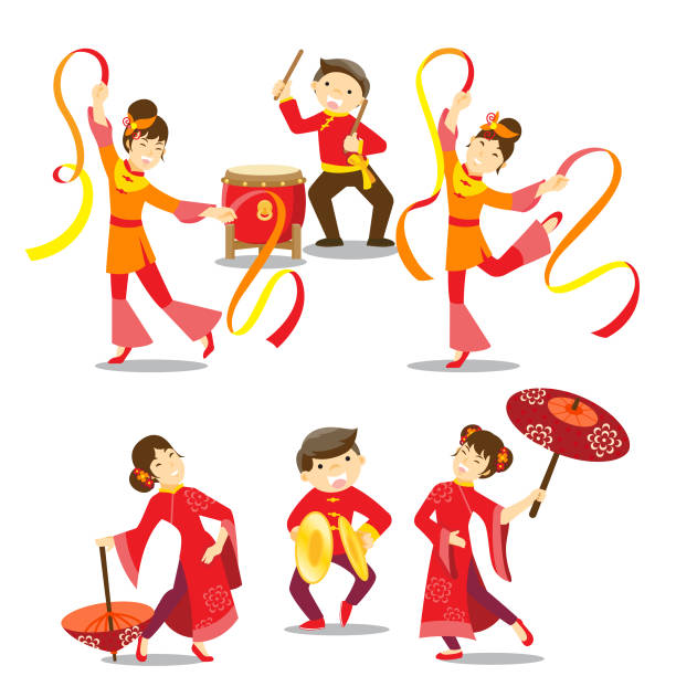 Chinese new year celebrations vector art illustration