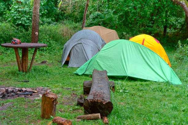 istock campground, cyclists on a camping, tent and bicycles 912348992