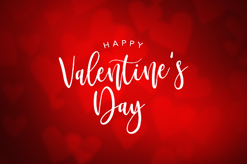 Happy Valentine's Day Holiday Text Over Red Gradient Heart Background