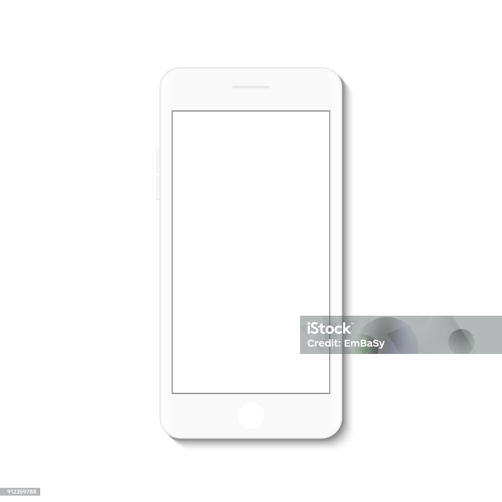 Weiße flache Telefon weißen Bildschirm, Vektor-Zeichenprogramm moderne Smartphone-Design. - Lizenzfrei Smartphone Vektorgrafik