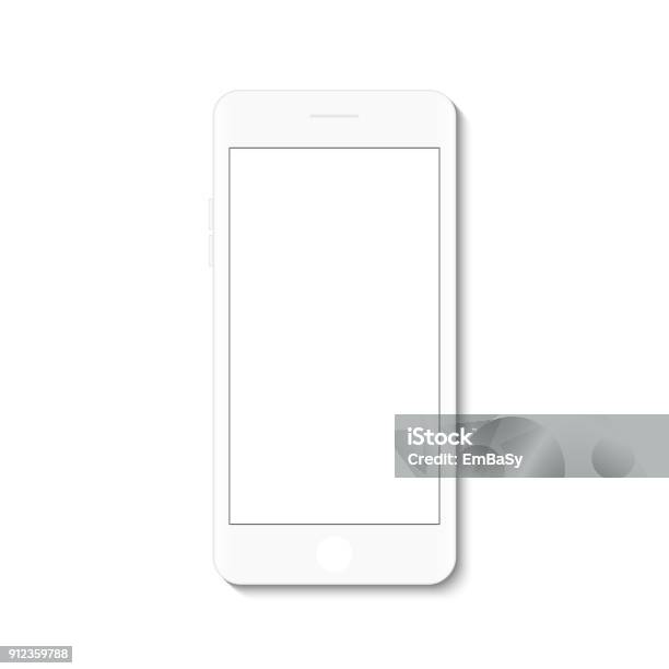 Weiße Flache Telefon Weißen Bildschirm Vektorzeichenprogramm Moderne Smartphonedesign Stock Vektor Art und mehr Bilder von Smartphone