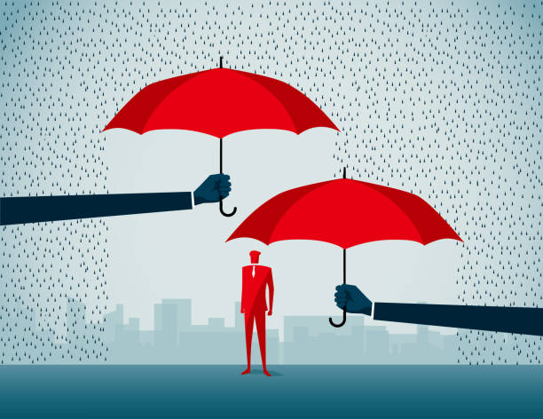 ilustrações, clipart, desenhos animados e ícones de de proteção - safety business umbrella parasol