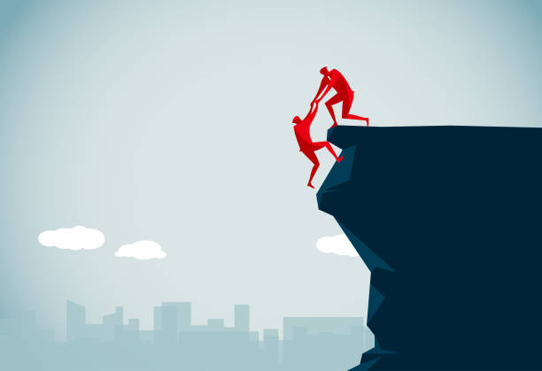 teamwork (teamarbeit) - klettern stock-grafiken, -clipart, -cartoons und -symbole