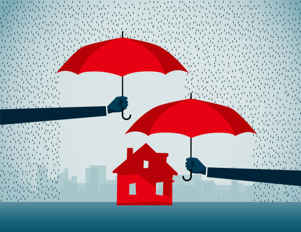 illustrazioni stock, clip art, cartoni animati e icone di tendenza di scudo - insurance rain insurance agent umbrella