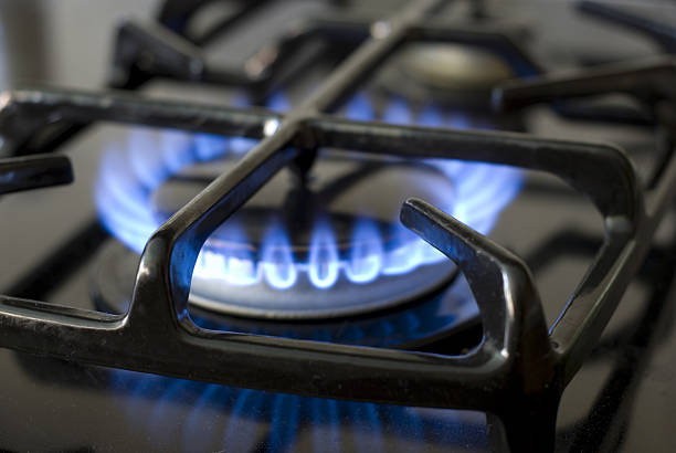 istock Blue flames of gas stove 91237070