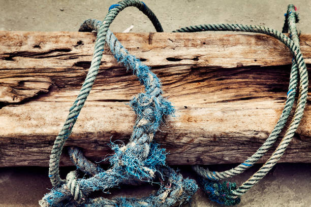 an old Boat Rope Textured on wooden background