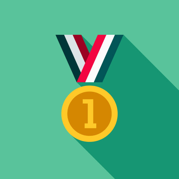 Medal Flat Design Fitness & Exercise Icon A flat design styled fitness and exercise icon with a long side shadow. Color swatches are global so it’s easy to edit and change the colors. medals stock illustrations